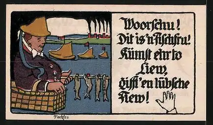 Notgeld Lübeck 1921, 50 Pfennig, Hanseschiff und Fischfru