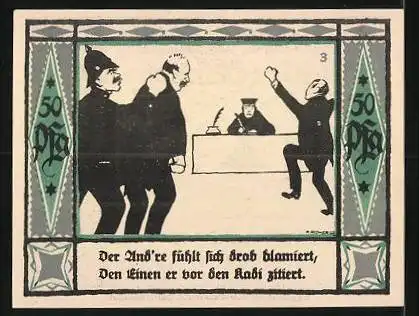 Notgeld Mülsen-St. Jacob 1921, 50 Pfennig, Gerichtsszene, Wappenbild