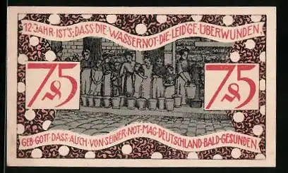 Notgeld Zeulenroda 1921, 75 Pfennig, Wassernot, Wappen