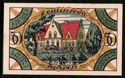 Notgeld Zeulenroda-Pahren 1921, 50 Pfennig, Villa, Wappen