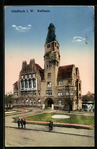 AK Gladbeck i. W., Rathaus mit Vorplatz