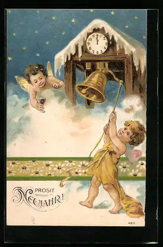 AK Neujahrsengelchen läuten die Glocke