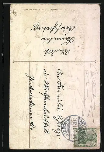 AK Kinder schmücken Kalenderblatt, Prosit Neujahr