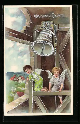 AK Osterengel läuten die Glocke zum Feste