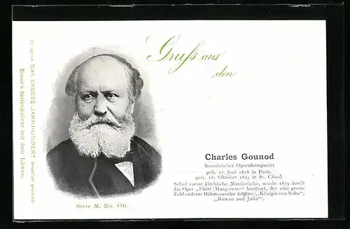 AK Charles Gounod, Französischer Opernkomponist, 1818-1893