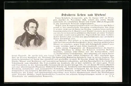 AK Franz Schubert, Komponist, 1797-1828