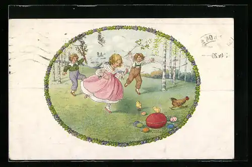 Künstler-AK Pauli Ebner: Kinder finden Ostereier