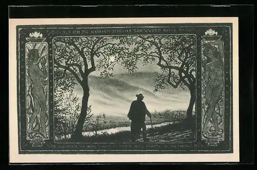 Künstler-AK Fidus: Elfenwanderer bei Mondschein