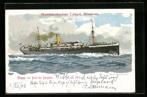 Künstler-AK Themistokles von Eckenbrecher: Norddeutscher Lloyd Dampfer