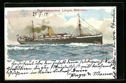 Künstler-AK Themistokles von Eckenbrecher: Passagierschiff des Norddeutscher Lloyd