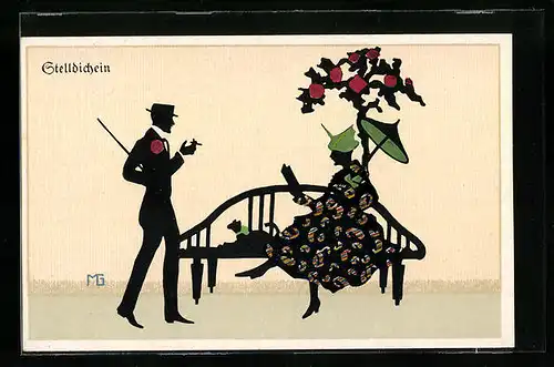 Künstler-AK Marte Graf: Fasto-Silhouetten, Stelldichein