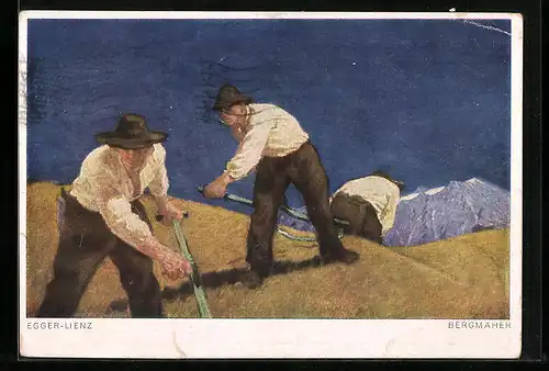 Künstler-AK Albin Egger-Lienz: Bergmäher bei der Arbeit
