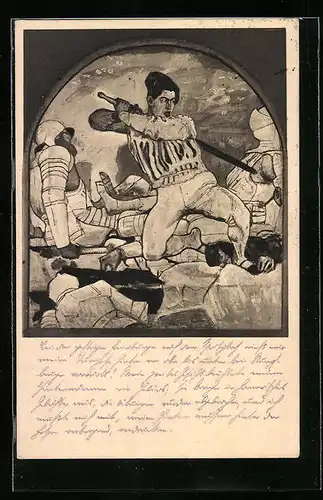 Künstler-AK Ferdinand Hodler: Marignano, Soldaten beim Rückzug
