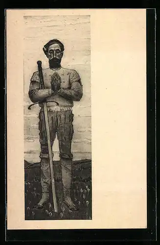 Künstler-AK Ferdinand Hodler: Betender Krieger