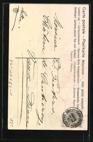 Präge-AK Amor mit Buchstabe A