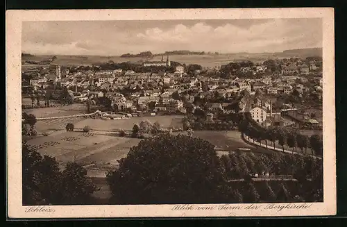 AK Schleiz, Blick vom Turm der Bergkirche auf den Ort