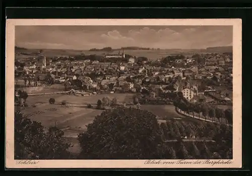 AK Schleiz, Blick vom Turm der Bergkirche auf den Ort