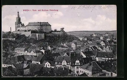 AK Weida i. Thür., Teilansicht mit Schloss Osterburg