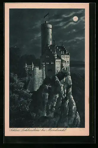 AK Schloss Lichtenstein bei Mondnacht