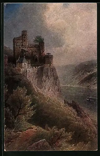 Künstler-AK Burg Rheinstein am Rhein