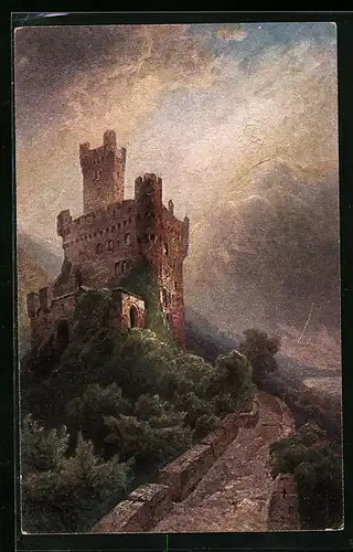 AK Burg Sooneck bei Gewitterstimmung