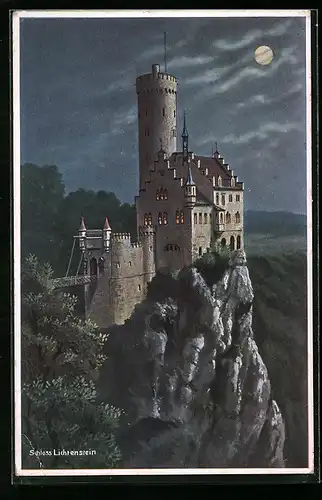 AK Schloss Lichtenstein im Mondenschein