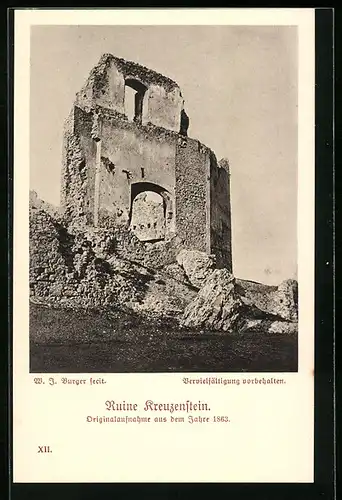AK Ruine Kreuzenstein, Originalaufnahme aus dem Jahre 1863