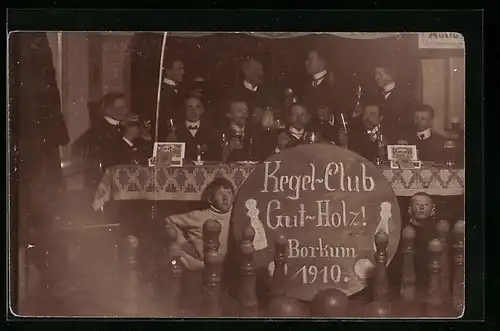 Foto-AK Borkum, Kegel-Club Gut-Holz, 1910