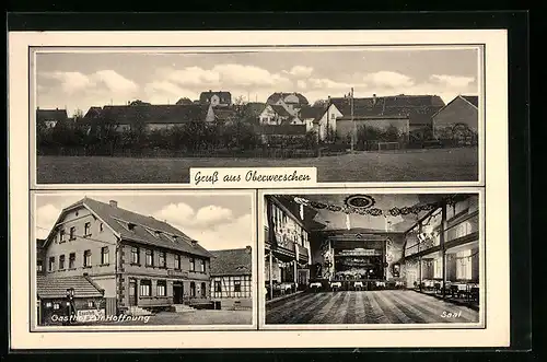 AK Oberwerschen, Gasthof zur Hoffnung, Saal