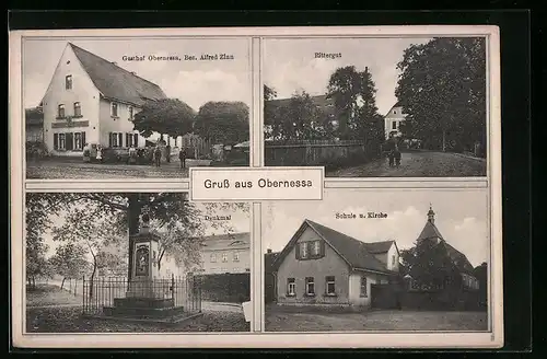 AK Obernessa, Gasthof Obernessa von Alfred Zinn, Rittergut, Schule