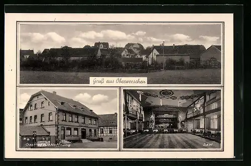 AK Oberwerschen, Ortsansicht, Gasthof zur Hoffnung mit Saal