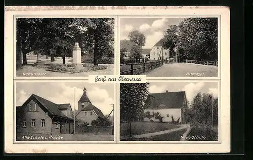 AK Obernessa, Denkmäler, Rittergut, Alte Schule und Kirche, Neue Schule