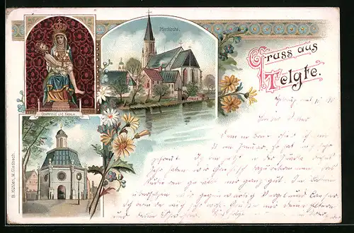Lithographie Telgte, Pfarrkirche, Gnadenbild und Kapelle