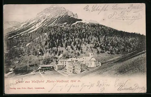 AK Maria-Waldrast, Ortsansicht aus der Vogelschau