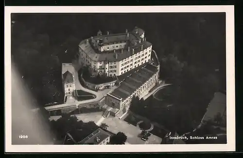 AK Innsbruck, Schloss Amras vom Flugzeug aus