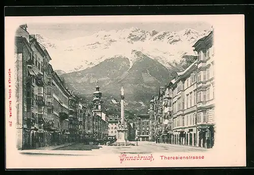 AK Innsbruck, Theresienstrasse mit Säulendenkmal