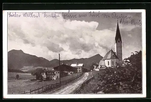 AK St. Jakob am Pillersee, Ortspartie mit Kirche
