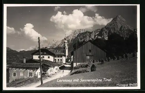 AK Lermoos, Ortspartie mit Sonnenspitze