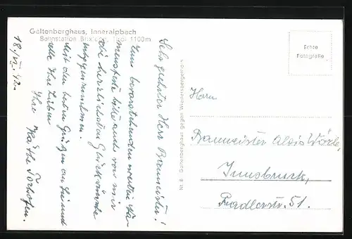 AK Inneralpbach bei Brixlegg, Das Galtenberghaus