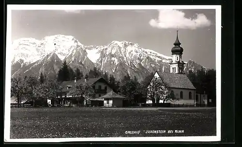 AK Judenstein bei Rinn, Ortspartie mit Gasthof und Kirche