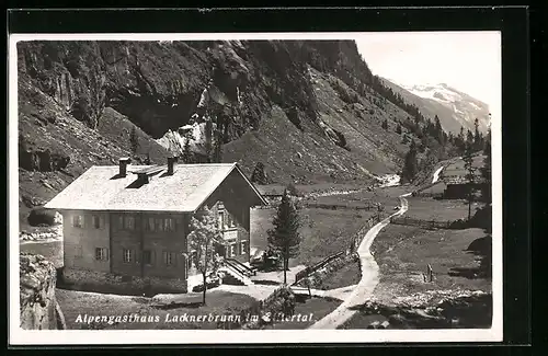 AK Mayrhofen, Gasthaus Lacknerbrunn mit Landstrasse