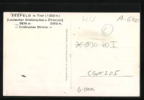 AK Seefeld, Innsbrucker Strasse im Winter