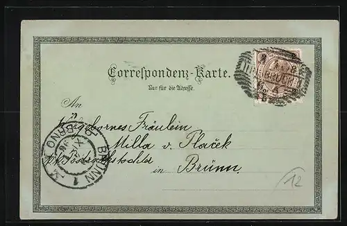 Mondschein-Lithographie Innsbruck, Ortsansicht gegen Norden