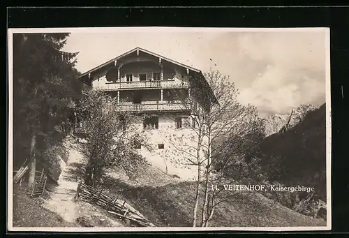 AK Ebbs, Veitenhof mit Kaisergebirge