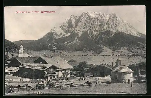 AK Lermoos, Ortsansicht mit dem Wetterstein