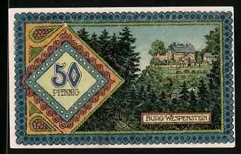 Notgeld Gräfenthal, 50 Pfennig, Wappen, Burg Wespenstein