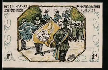 Notgeld Holzminden 1922, 1 Mark, Wappen, Schützenfest: Fahnenschwenken