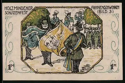 Notgeld Holzminden 1922, 1 Mark, Wappen, Schützenfest - Fahnenschwenken
