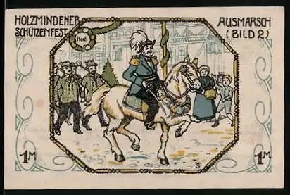 Notgeld Holzminden 1922, 1 Mark, Wappen, Schützenfest: Ausmarsch