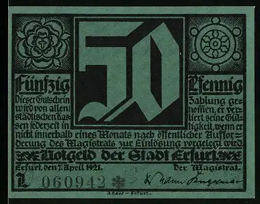 Notgeld Erfurt 1921, 50 Pfennig, Luther mit Publikum
